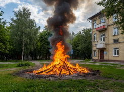 Огонь подбирается к жилым домам после удара ВСУ по парку в Каменке-Днепровской 