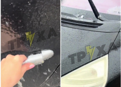 Машина жительницы Запорожья превратилась в ледяную фигуру из-за аномальной погоды