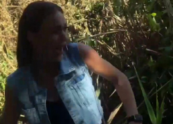 Прожорливая саранча напугала запорожскую блогершу во время съёмки видео