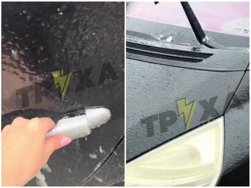 Машина жительницы Запорожья превратилась в ледяную фигуру из-за аномальной погоды