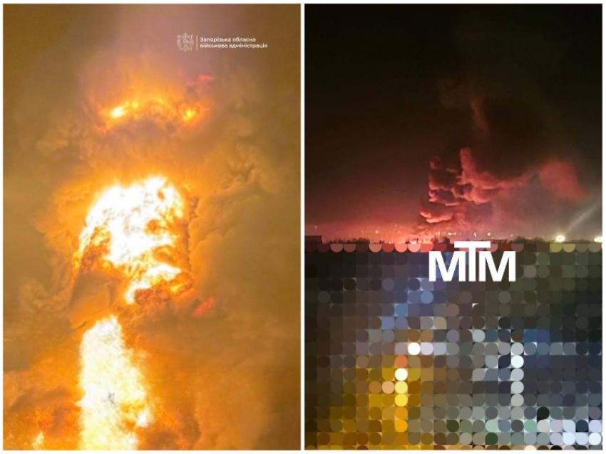 Огромный столб дыма поднялся над Запорожьем после удара по объекту инфраструктуры